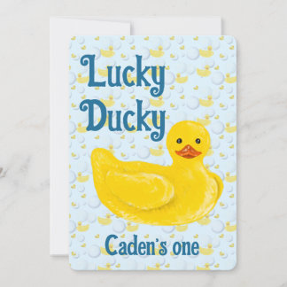 Lucky Ducky First Birthday Invitation Einladung