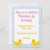 Lucky Ducky First Birthday Invitation Einladung (Rückseite)