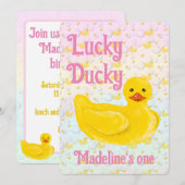 Lucky Ducky First Birthday Invitation Einladung (Vorne/Hinten)