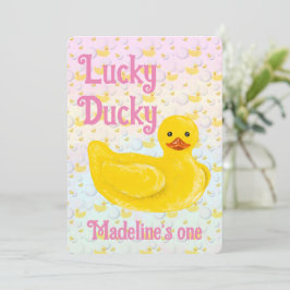 Lucky Ducky First Birthday Invitation Einladung