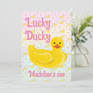 Lucky Ducky First Birthday Invitation Einladung