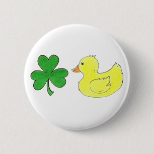 Lucky Ducky Kleeblatt Rubber Duck St. Patrick's Da Button