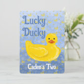 Lucky Ducky Second Birthday Invitation Einladung (Stehend Vorderseite)