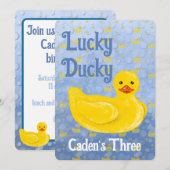 Lucky Ducky Third Birthday Invitation Einladung (Vorne/Hinten)