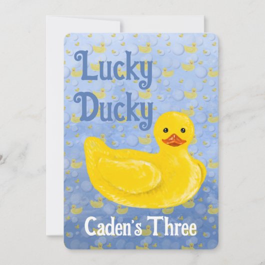 Lucky Ducky Third Birthday Invitation Einladung (Vorderseite)
