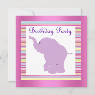 LUCKY ELEPHANT BIRTHDAY PARTY INVITATION PINK EINLADUNG