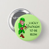Lucky Enough to be Irish Leprechaun Button (Vorne & Hinten)