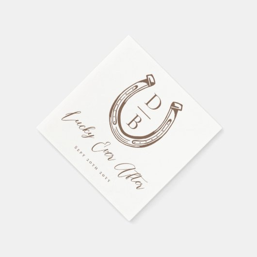 Lucky Ever After Classy Horseshoe Monogram Wedding Serviette (Ecke)