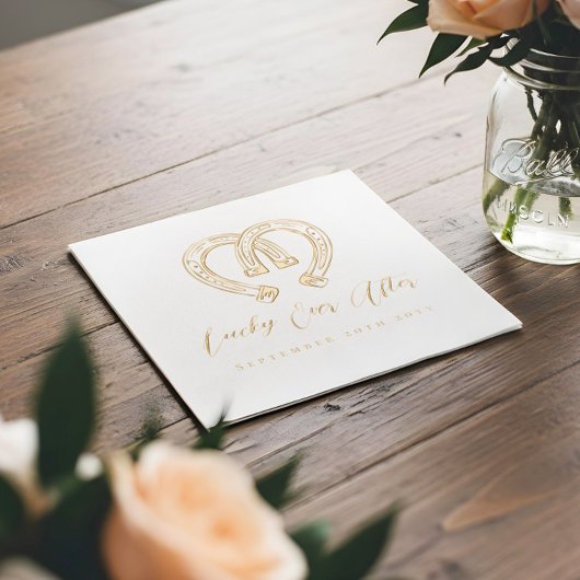 Lucky Ever After Rustic Horseshoe Heart Wedding Servietten Mit Folie