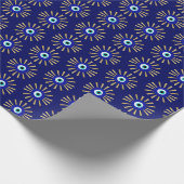 Lucky Evil Eye Talisman Blue und Gold Geschenkpapier (Ecke)