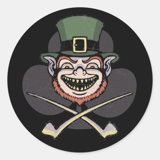 Lucky Evil Leprechaun Runder Aufkleber (Vorderseite)