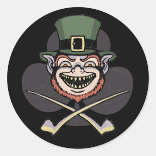 Lucky Evil Leprechaun Runder Aufkleber