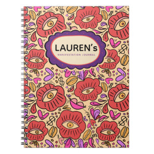 Lucky Eye Blumenmuster Spiral Foto Notizbuch Notizblock