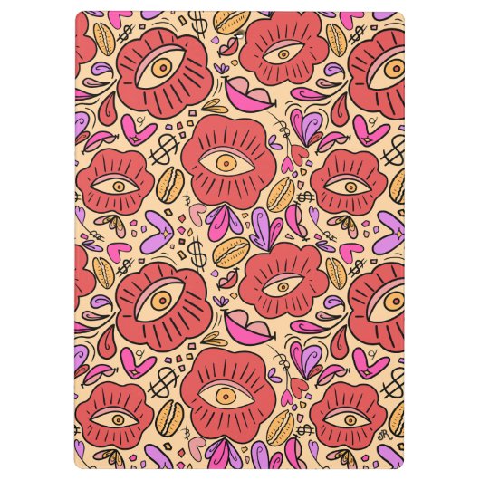 Lucky Eye Floral Pattern Klemmbrett (Rückseite)