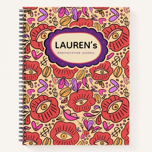 Lucky Eye Floral Pattern Spiral Notebook Notizblock (Vorderseite)