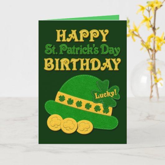 Lucky Felt Hat | St. Patrick's Day Karte (Gelbe Blume)