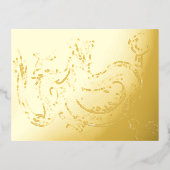 Lucky Feng Shui Golden Wealth Dragon Folie Einladungspostkarte (Vorderseite)