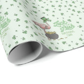 Lucky Flamingo Green Shamrock Geschenkpapier (Rolleneckpunkt)