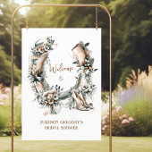 Lucky Floral Horseshoe Derby Bridal Shower Welcome Poster