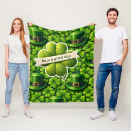 Lucky for leaf clover Saint Patrick's Day have a g Fleecedecke