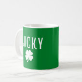 Lucky Four Leaf Clover Both Side  St Patrick's  Kaffeetasse (Vorderseite Links)