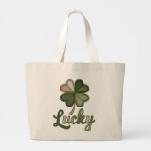 Lucky Four Leaf Clover Faux Patchwork Tote Bag Jumbo Stoffbeutel (Rückseite)