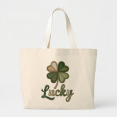 Lucky Four Leaf Clover Faux Patchwork Tote Bag Jumbo Stoffbeutel (Vorne)