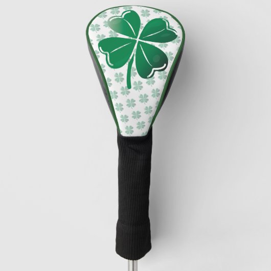 Lucky Four Leaf Clover Irish Shamrock Pattern Golf Headcover (Vorderseite)