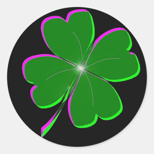 Lucky Four Leaf Clover  Runder Aufkleber (Vorderseite)