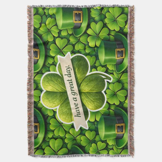 Lucky four leaf clover Saint Patrick's Day Patrick Decke (Vorderseite Vertikal)