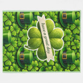 Lucky four leaf clover Saint Patrick's Day Patrick Fleecedecke (Vorderseite (Horizontal))