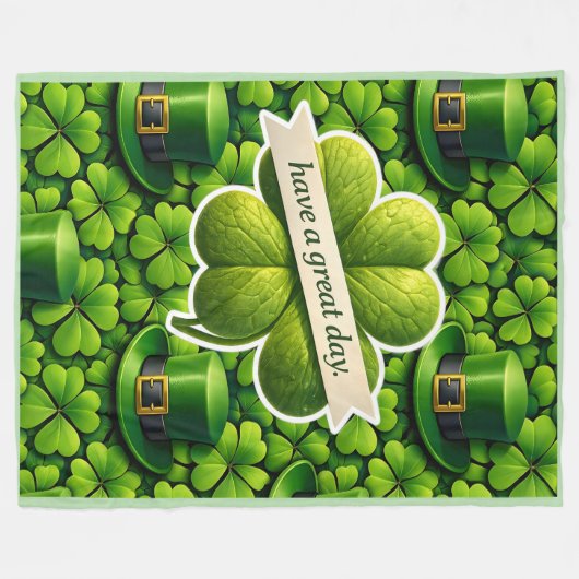 Lucky four leaf clover Saint Patrick's Day Patrick Fleecedecke (Vorderseite (Horizontal))