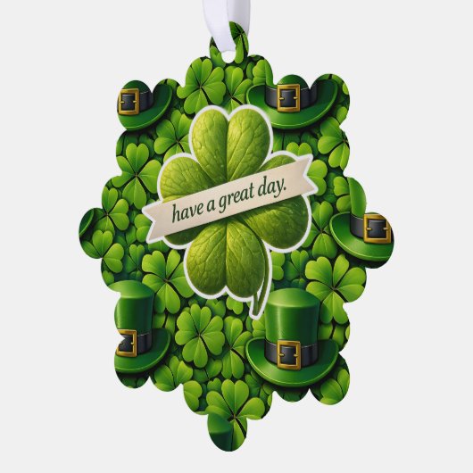 Lucky four leaf clover Saint Patrick's Day Patrick Ornament Karte (Linke Ecke)