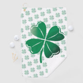 Lucky Four Leaf Clover Shamrock Green Pattern Golfhandtuch (Insitu)