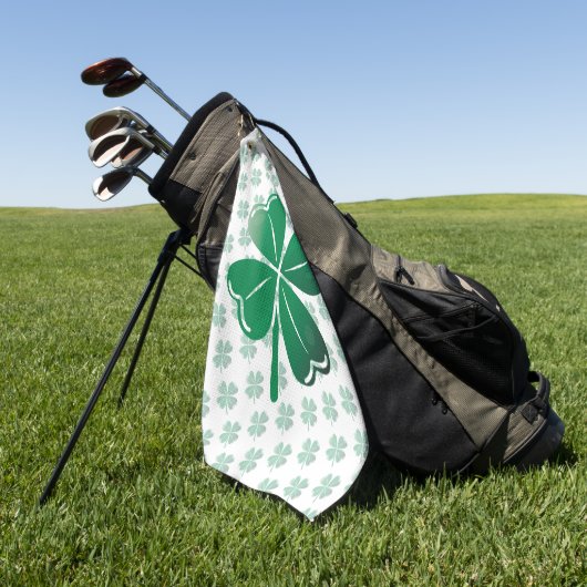 Lucky Four Leaf Clover Shamrock Green Pattern Golfhandtuch (Gras)