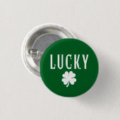 Lucky Four Leaf Clover St. Patrick's  Button (Vorne & Hinten)