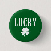 Lucky Four Leaf Clover St. Patrick's Button (Vorderseite)