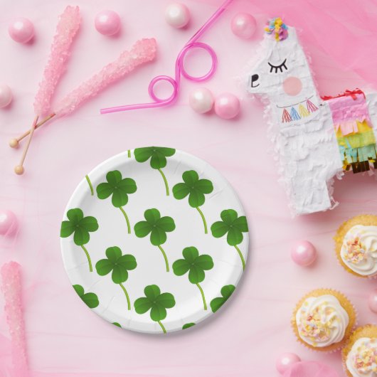Lucky Four Leaf Clovers Pappteller (Party)