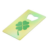 Lucky Four Leaf Kleeblatt Design-87906 Geldbeutel Flaschenöffner (Rückseite Schrägansicht)