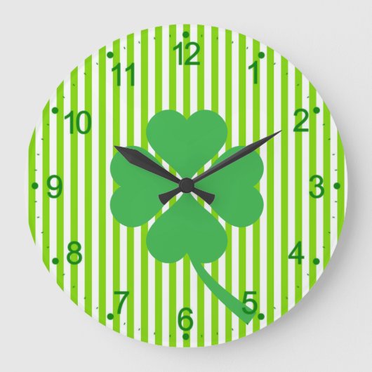 Lucky Four Leaf Kleeblatt Design-87906 Große Wanduhr (Vorderseite)
