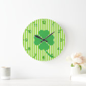 Lucky Four Leaf Kleeblatt Design-87906 Große Wanduhr (Zuhause)