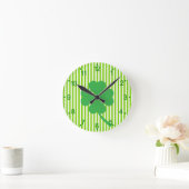 Lucky Four Leaf Kleeblatt Design-87906 Runde Wanduhr (Zuhause)