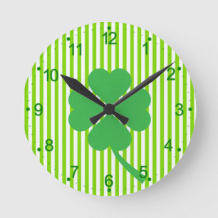 Lucky Four Leaf Kleeblatt Design-87906 Runde Wanduhr