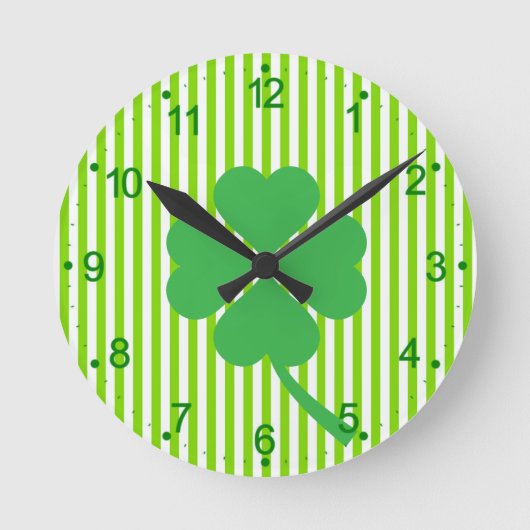 Lucky Four Leaf Kleeblatt Design-87906 Runde Wanduhr (Vorderseite)