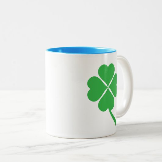 Lucky Four Leaf Kleeblatt Design-87906 Zweifarbige Tasse (VorderseiteRechts)