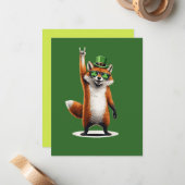 Lucky Fox Shamrock Sunglasses St Patrick's day Mitteilungskarte (Vorderseite/Rückseite Beispiel)