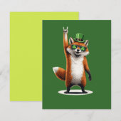 Lucky Fox Shamrock Sunglasses St Patrick's day Mitteilungskarte (Vorne/Hinten)