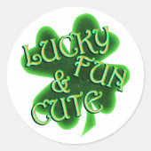 Lucky Fun Cute St. Patrick's Day Runder Aufkleber (Vorderseite)