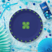 Lucky Geometric Vier-Leaf Clovers auf Blue Pappteller (Party)