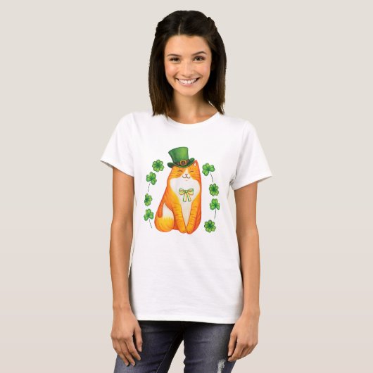 Lucky Ginger Kitty St Patricks T-Shirt (Vorne ganz)